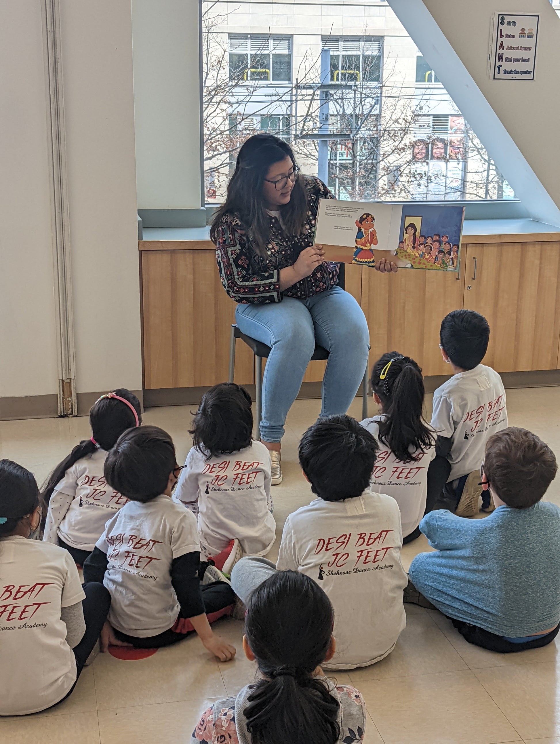 Priya Parikh reading Dancing Devi to kids