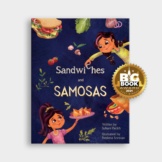 Sandwiches Samosas Front Cover on gray background